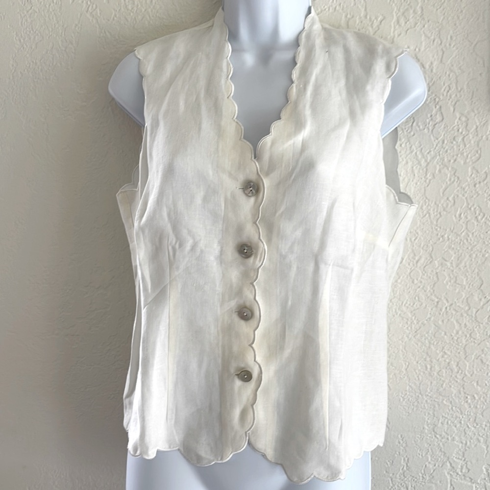 Talbots Linen scalloped sleeveless blouse
